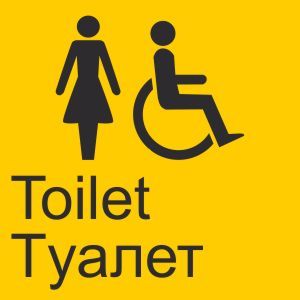 Табличка «Туалет женский, оборудован для людей с инвалидностью»